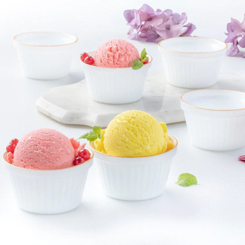 Larah by Borosil Opalware Goldline Ice Cream Bowl Set - 1