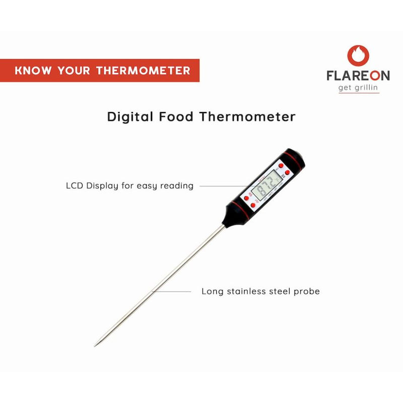 Flareon Digital Food Thermometer with Stainless Steel Probe - 3