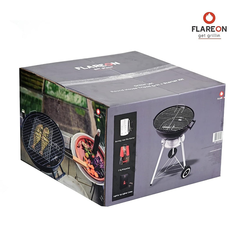 Flareon Grillin 101 Series Combo -Skipper Round House Barbecue(BBQ) Grill + Starter Kit - 11