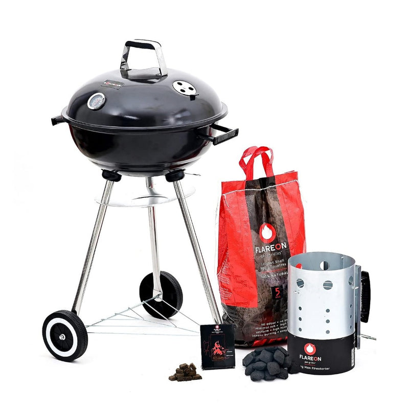 Flareon Grillin 101 Series Combo -Skipper Round House Barbecue(BBQ) Grill + Starter Kit - 1