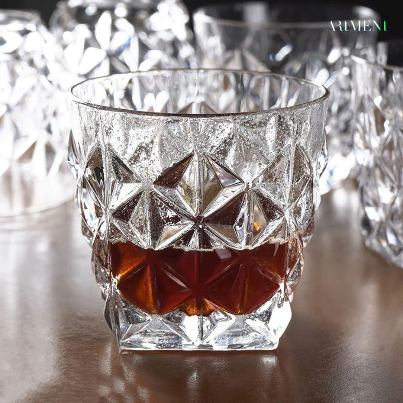 The Artment Crystal Diamond Cut Whiskey Glass Set - 5