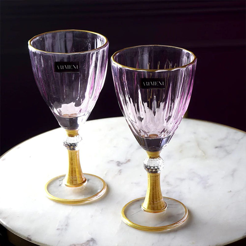 The Artment Impressionist Gold Stemmed 270 ML Wine Glass Set - 2