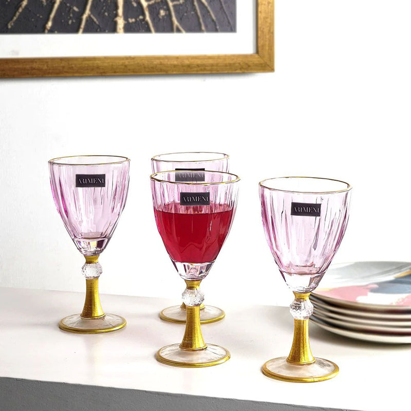 The Artment Impressionist Gold Stemmed 270 ML Wine Glass Set - 1