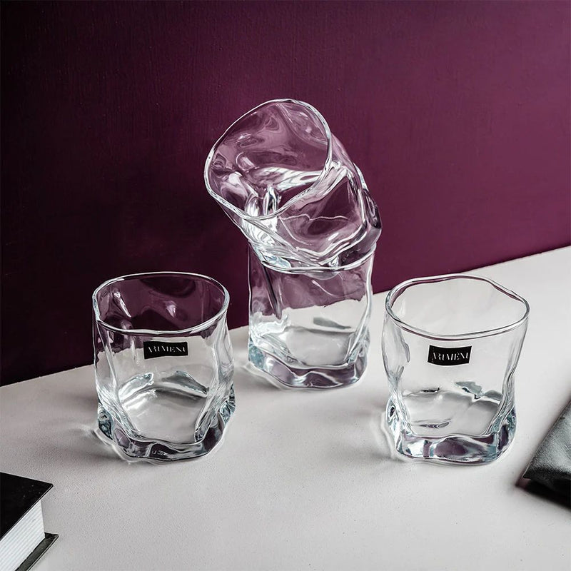 The Artment Modern Art Double Bottomed Wave 310 ML Whiskey Glass Set - 2