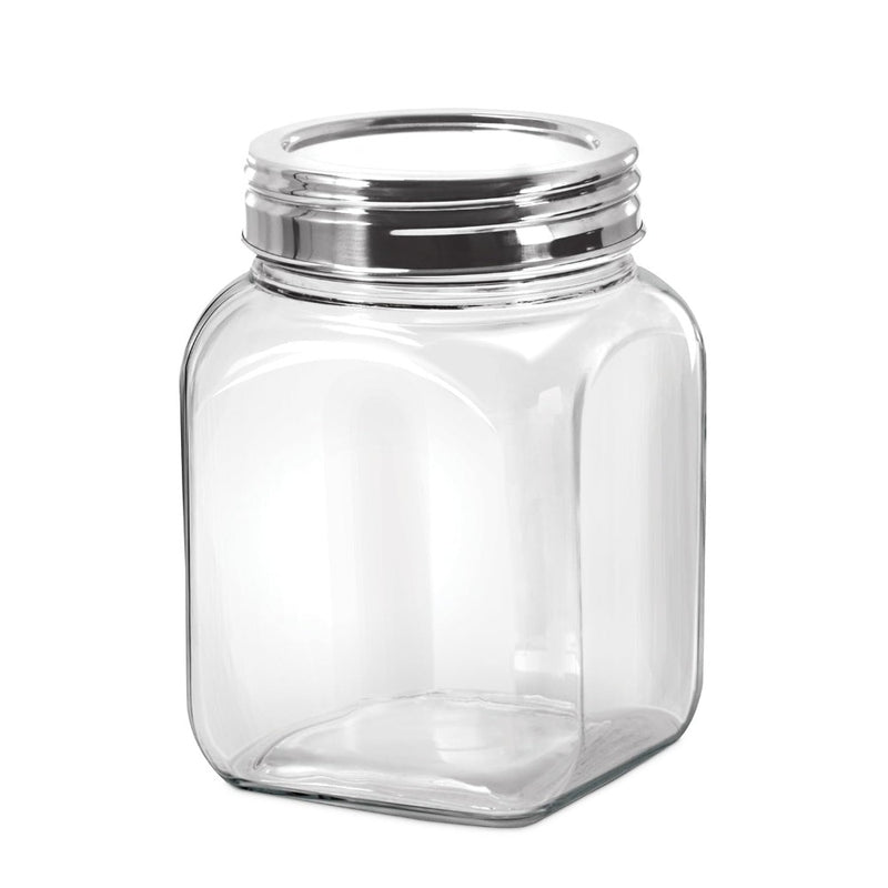 Treo Square Glass Storage Jar with Steel Lid - 6