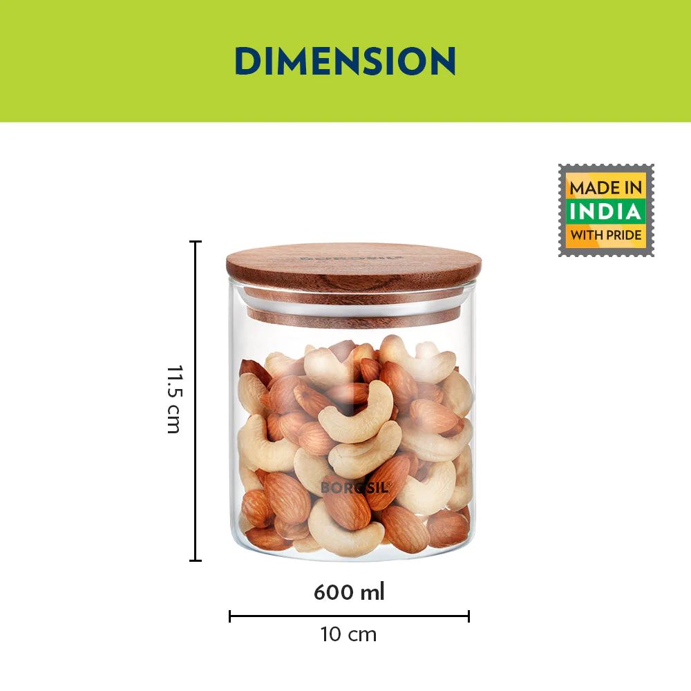 Borosil Classic Jar with Wooden Lid - 2