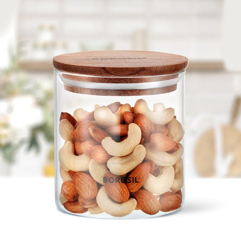 Borosil Classic Jar with Wooden Lid - 1