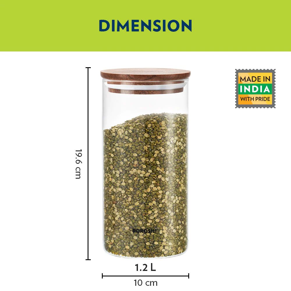 Borosil Classic Jar with Wooden Lid - 8