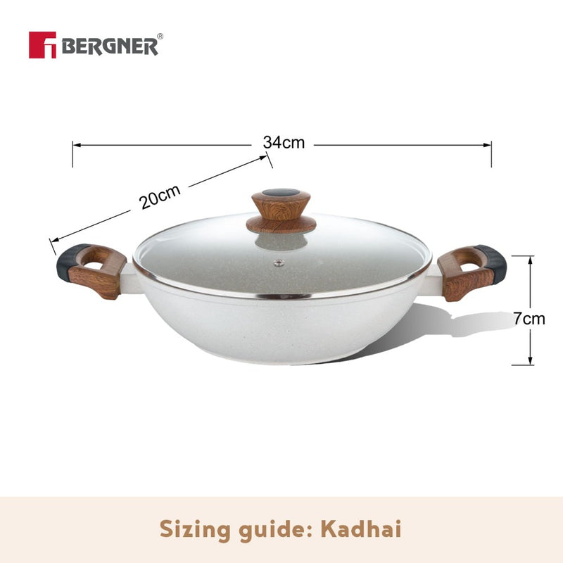 Bergner Naturally Marble Non Stick Kadai with Glass Lid - 3