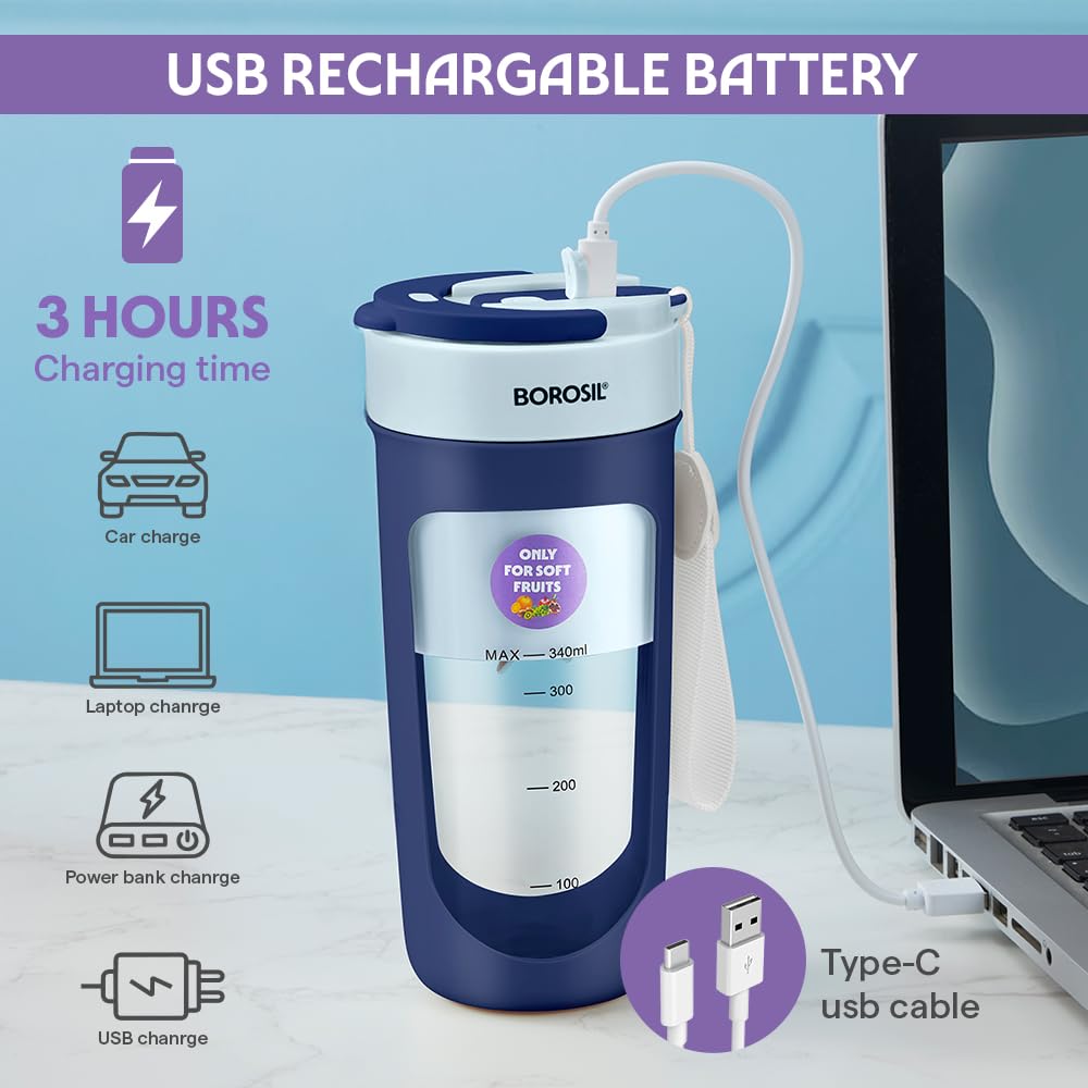 Borosil NutriSip 40 Watts Portable Blender - 5