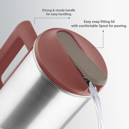 Milton Citrine Stainless Steel 1550 ML Water Jug with One Touch Flap Snap Fit Lid - 7