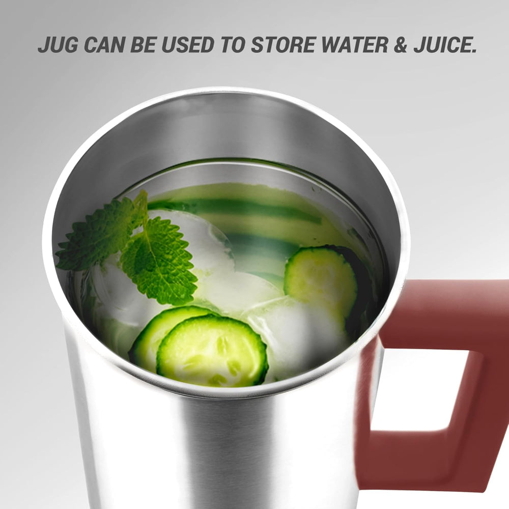 Milton Citrine Stainless Steel 1550 ML Water Jug with One Touch Flap Snap Fit Lid - 8