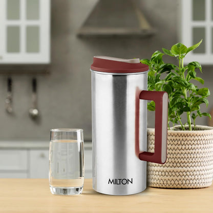 Milton Citrine Stainless Steel 1550 ML Water Jug with One Touch Flap Snap Fit Lid - 9