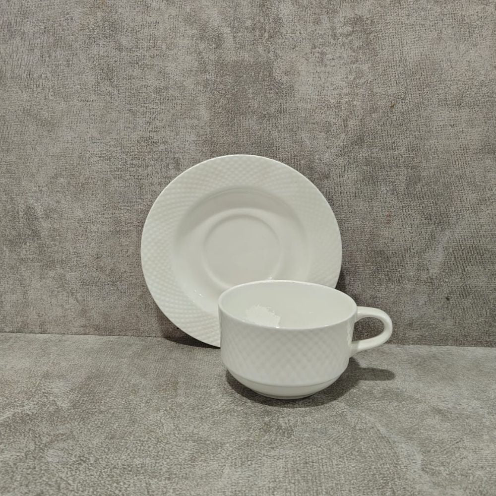Clay Craft Diamond Plain Cup Saucer Set - 2