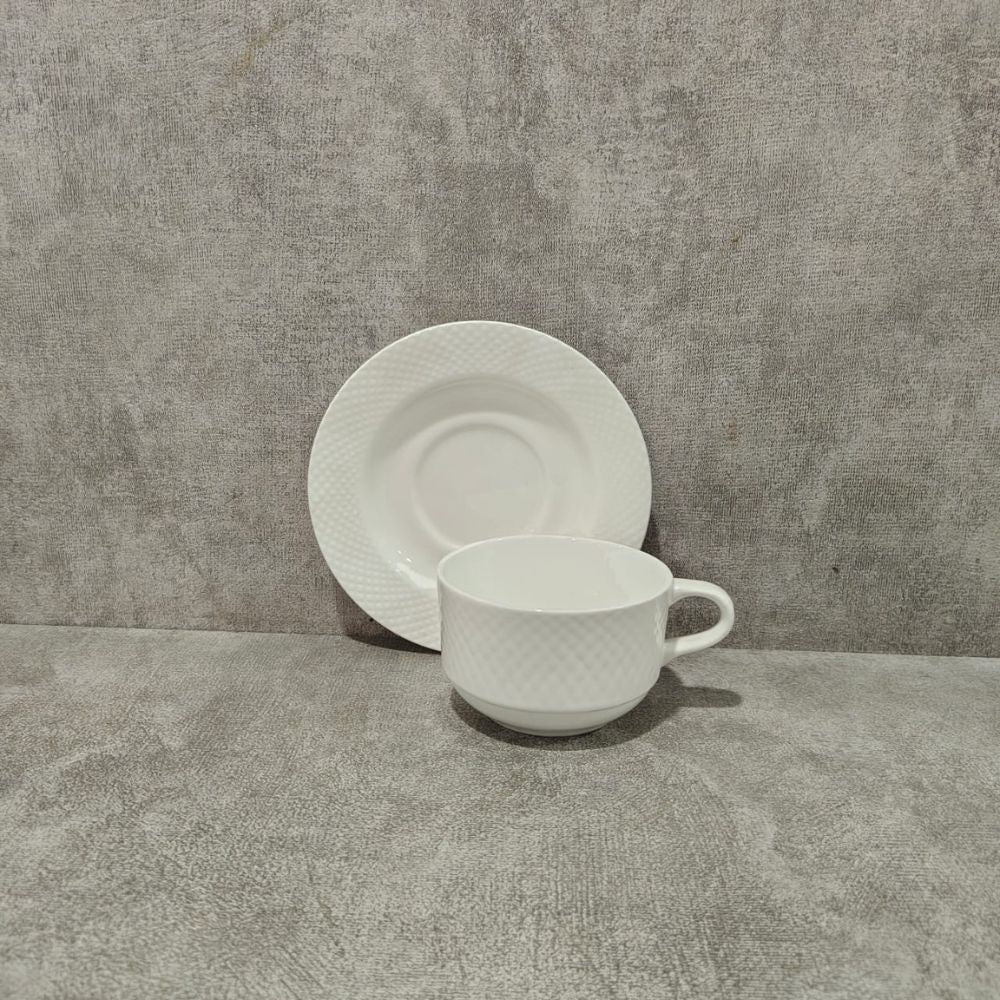 Clay Craft Diamond Plain Cup Saucer Set - 1