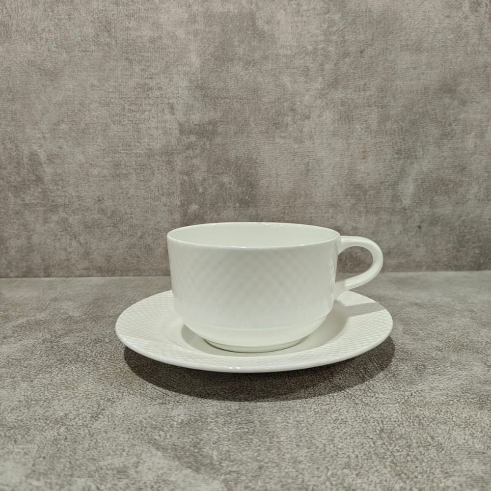 Clay Craft Diamond Plain Cup Saucer Set - 3