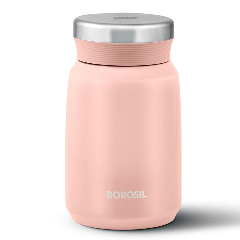 Borosil Carry Mate 500 ML Stainless Steel Vacuum Insulated Soup Flask & Food Jar with Screw Lid - 1