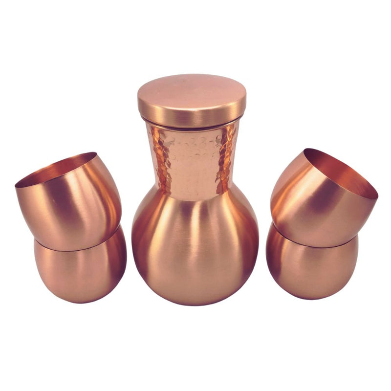 LaCoppera Copper Every Day Carafe with 4 Glass Set - CP1115 | Set of 5 Pcs