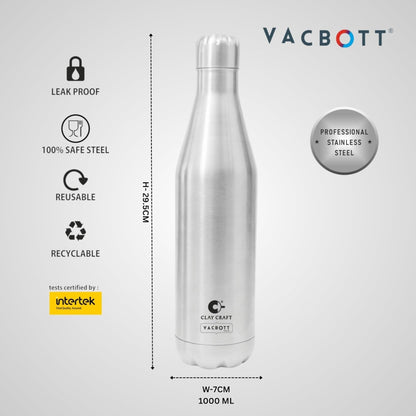 Clay Craft Vacbott Carbon 1000 ML Single Walled Water Bottle - 3