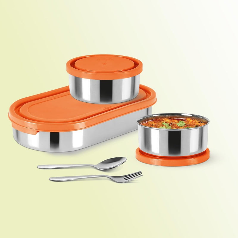 Milton Cubite Stainless Steel Tiffin with 3 Containers - 6