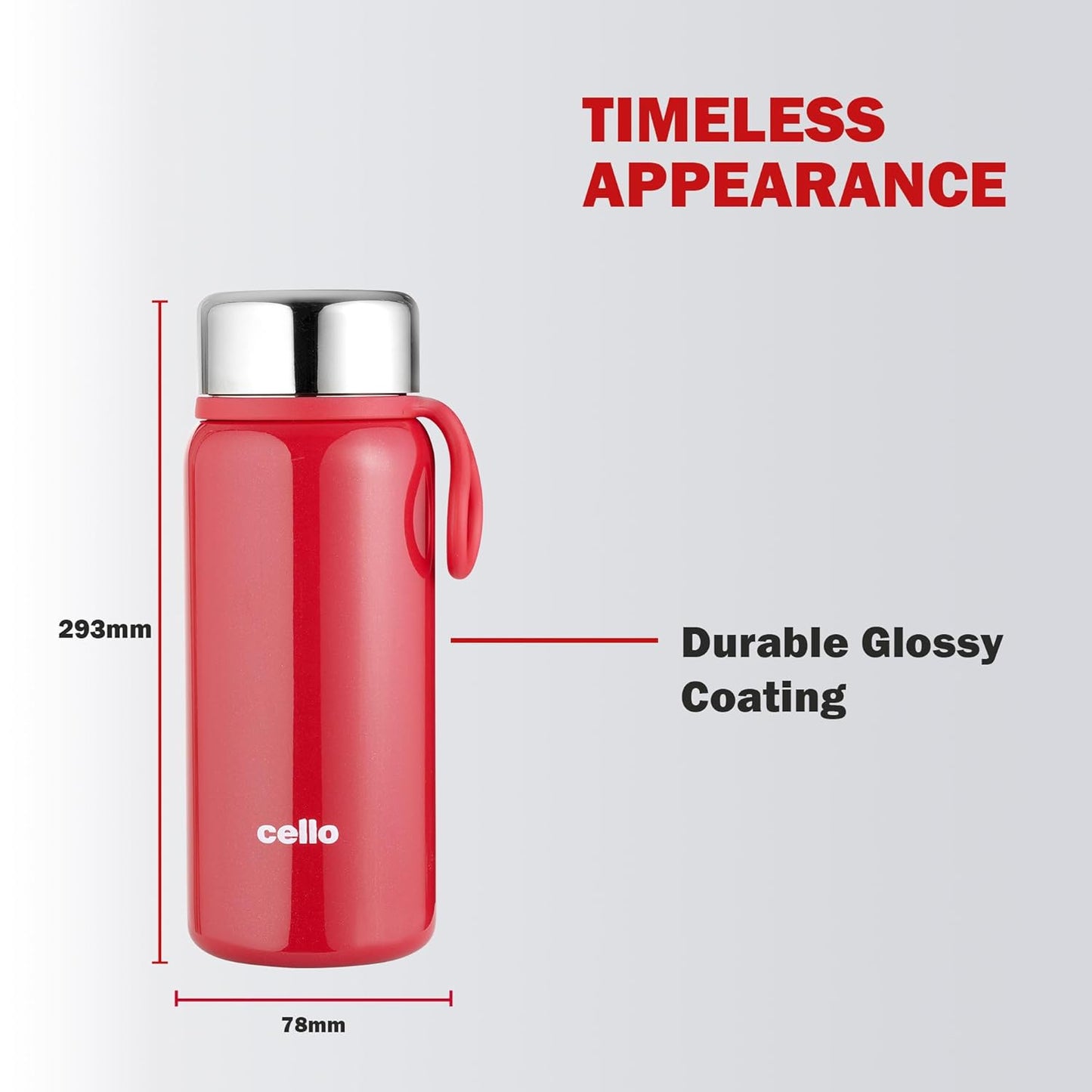 Cello Glitz Thermosteel Flask, 300 ML | 24 Hours Hot and Cold Stainless Steel Bottle | Flask for Tea Coffee | Ideal for Office, Gym, Home, Kitchen, Hiking, Travel Bottle
