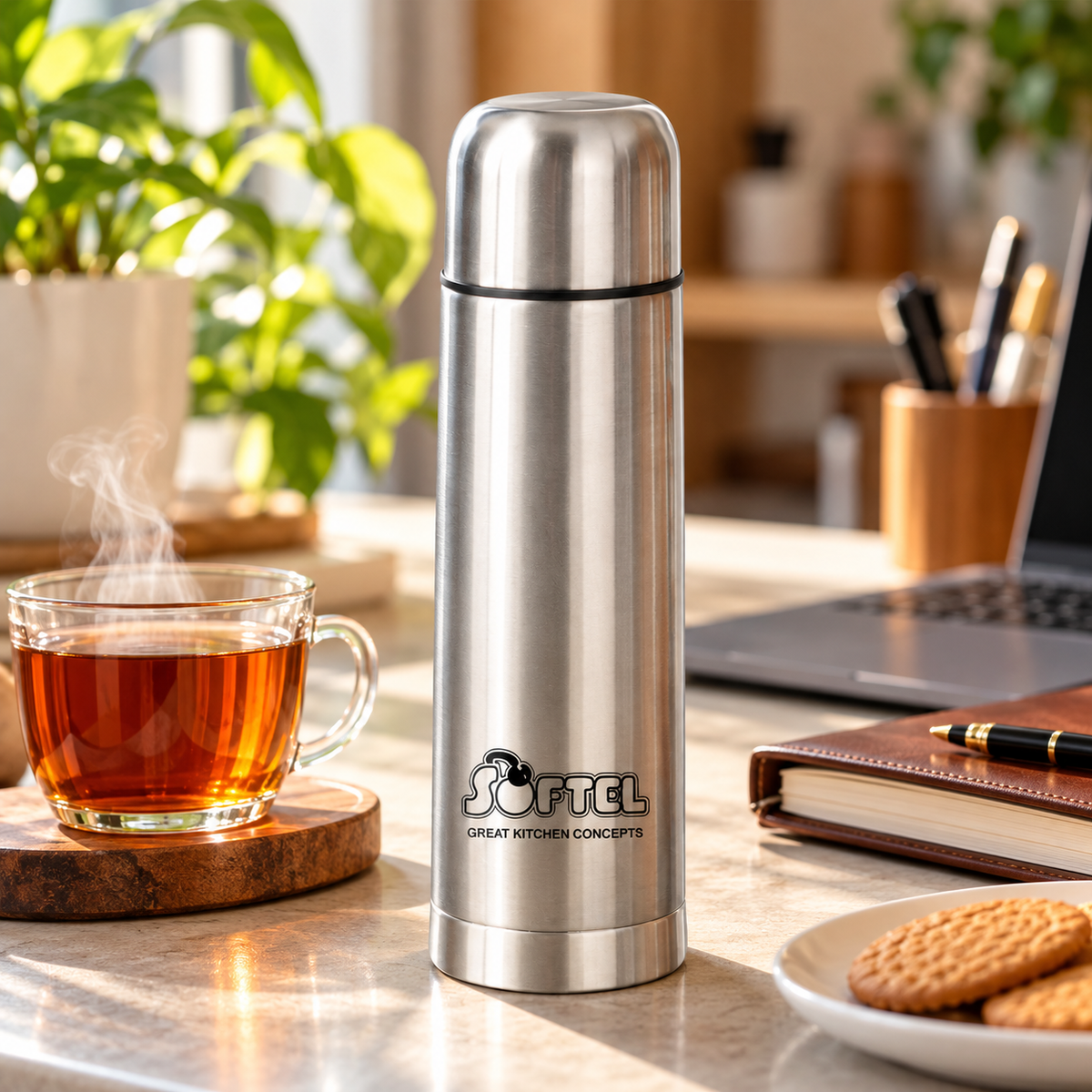 Softel Thermosteel 500ml Vacuum Flask for Hot & Cold Drinks | Insulated Stainless Steel Bottle for Office, Travel & Gifting | 1 Pc