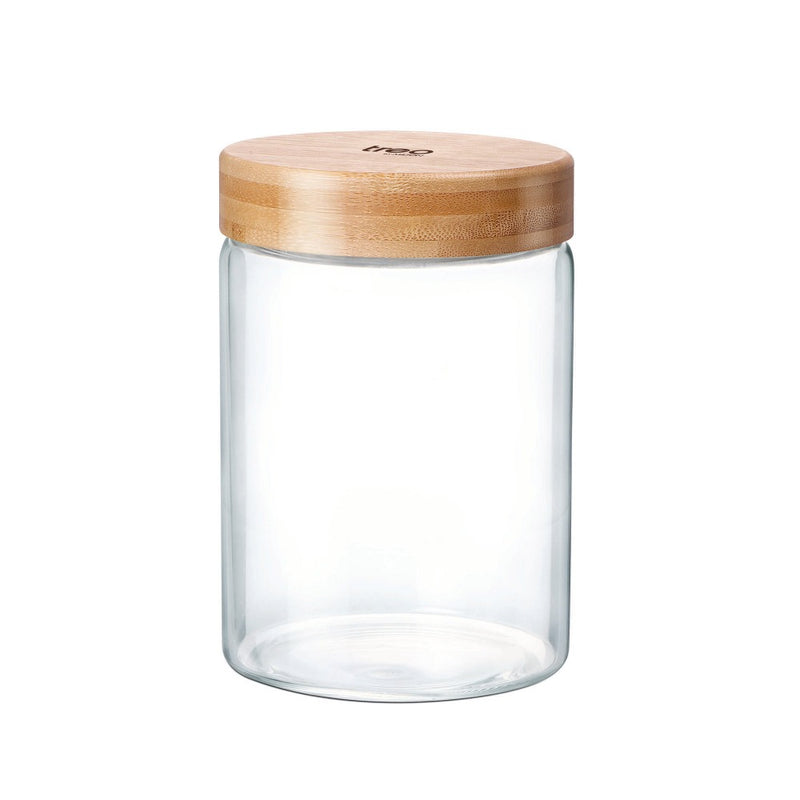 Treo Borosilicate Round Storage Glass Jar with Wooden Lid - 4