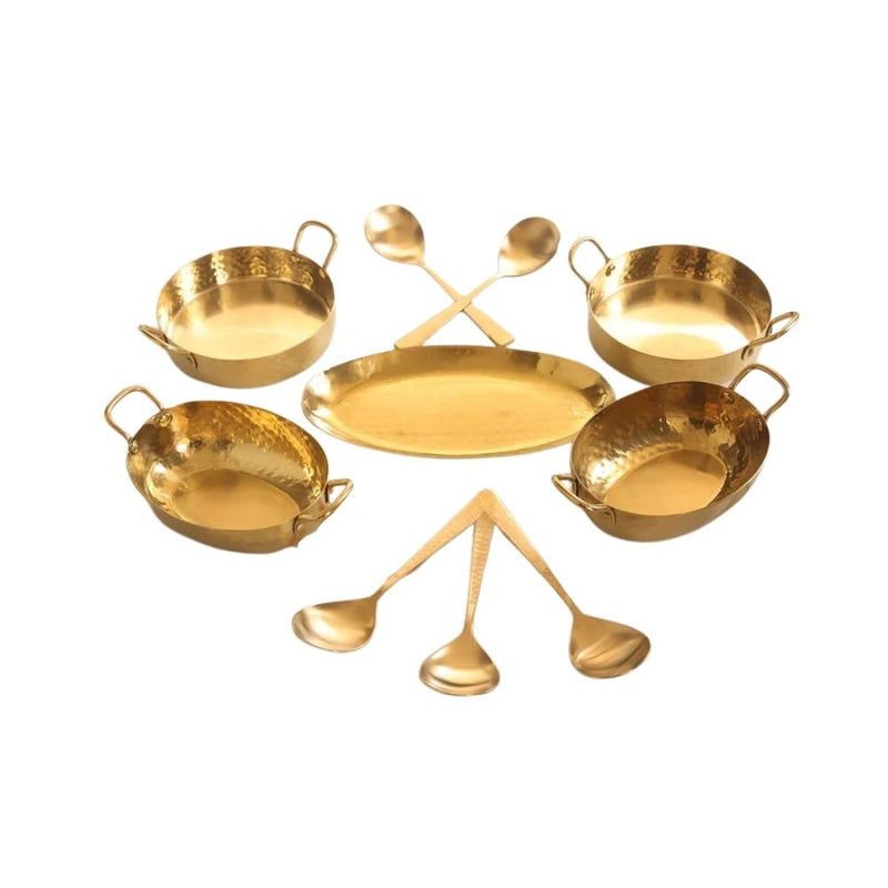 DeStellar Stainless Steel Solitaire Serving Sets with Gold PVD Coating - 2