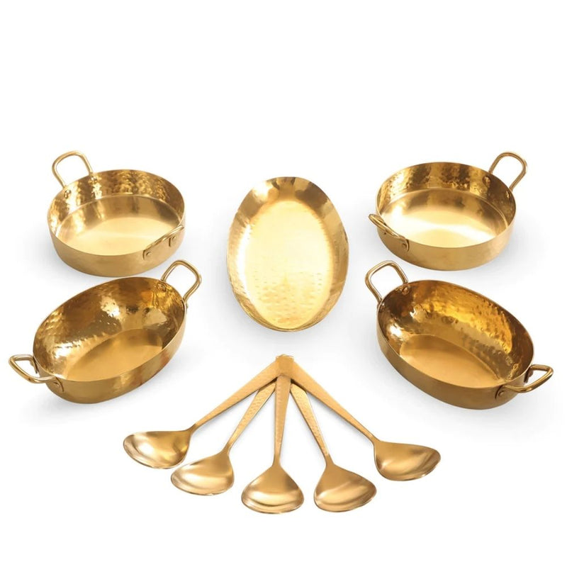 DeStellar Stainless Steel Solitaire Serving Sets with Gold PVD Coating - 1
