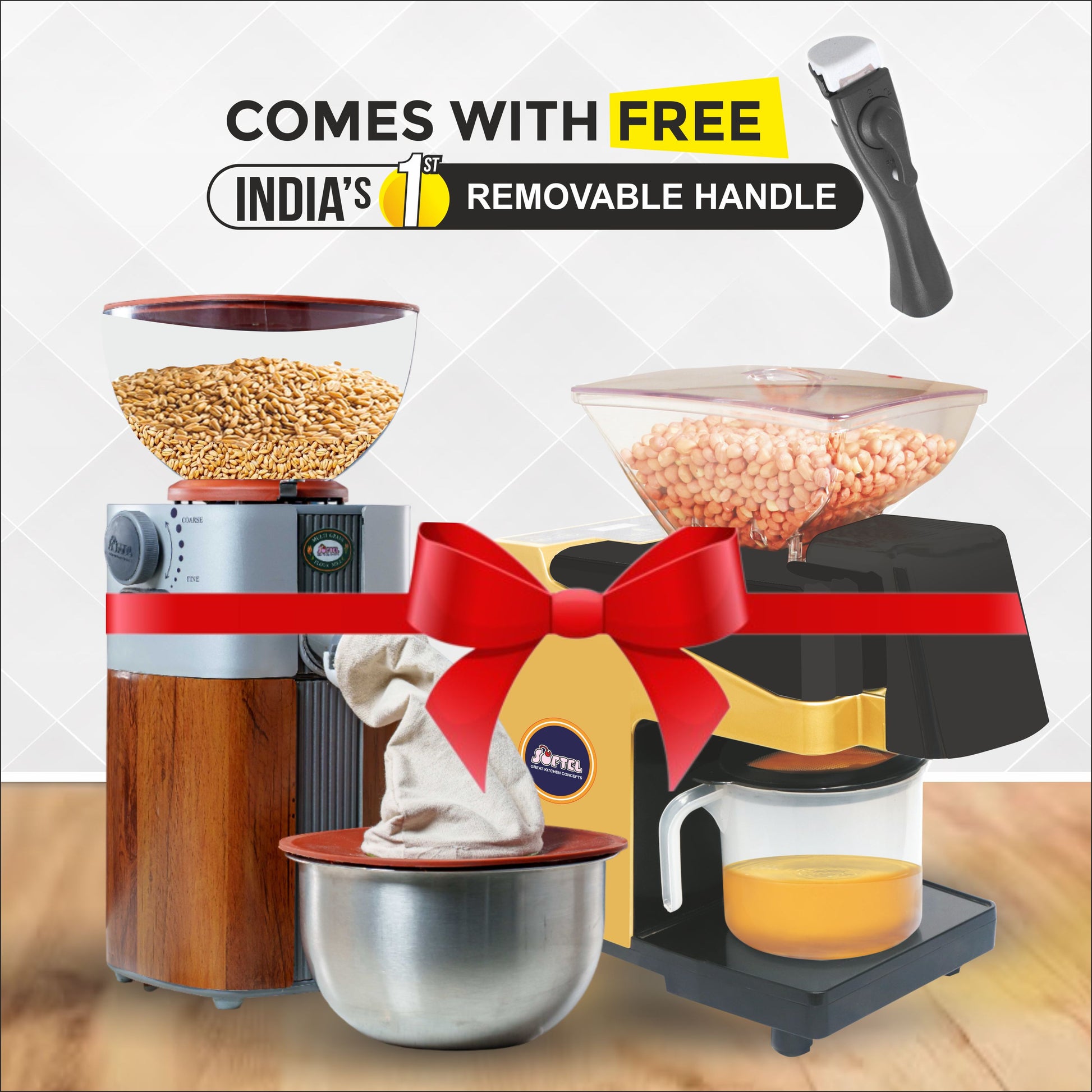Softel Healthy Living Combo Softel Millet Mill Oil Maker with FREE Softel Viral Removable Handle Gift! Set of Pcs