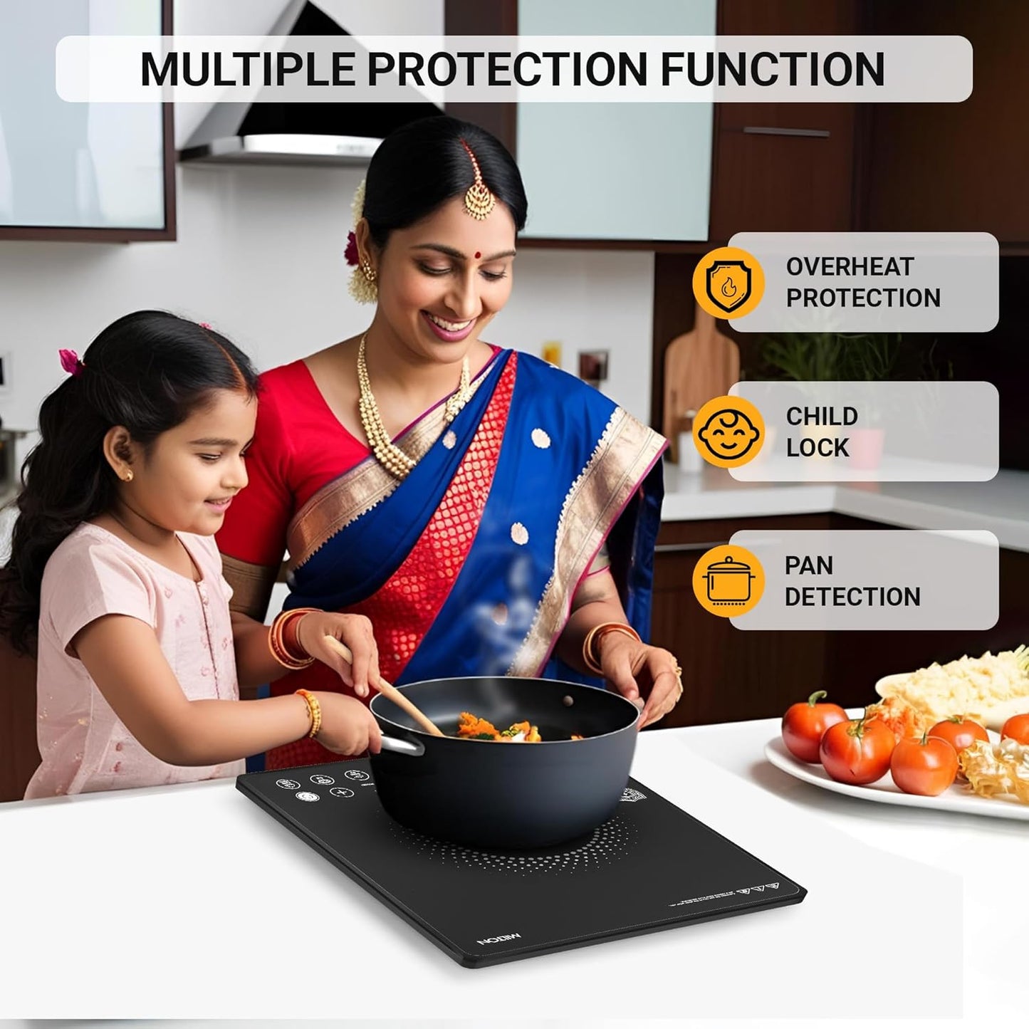 Milton Elio Elite 21.0 2100 Watts Slim Portable Induction Cooktop | 5KV Surge Protection | Black