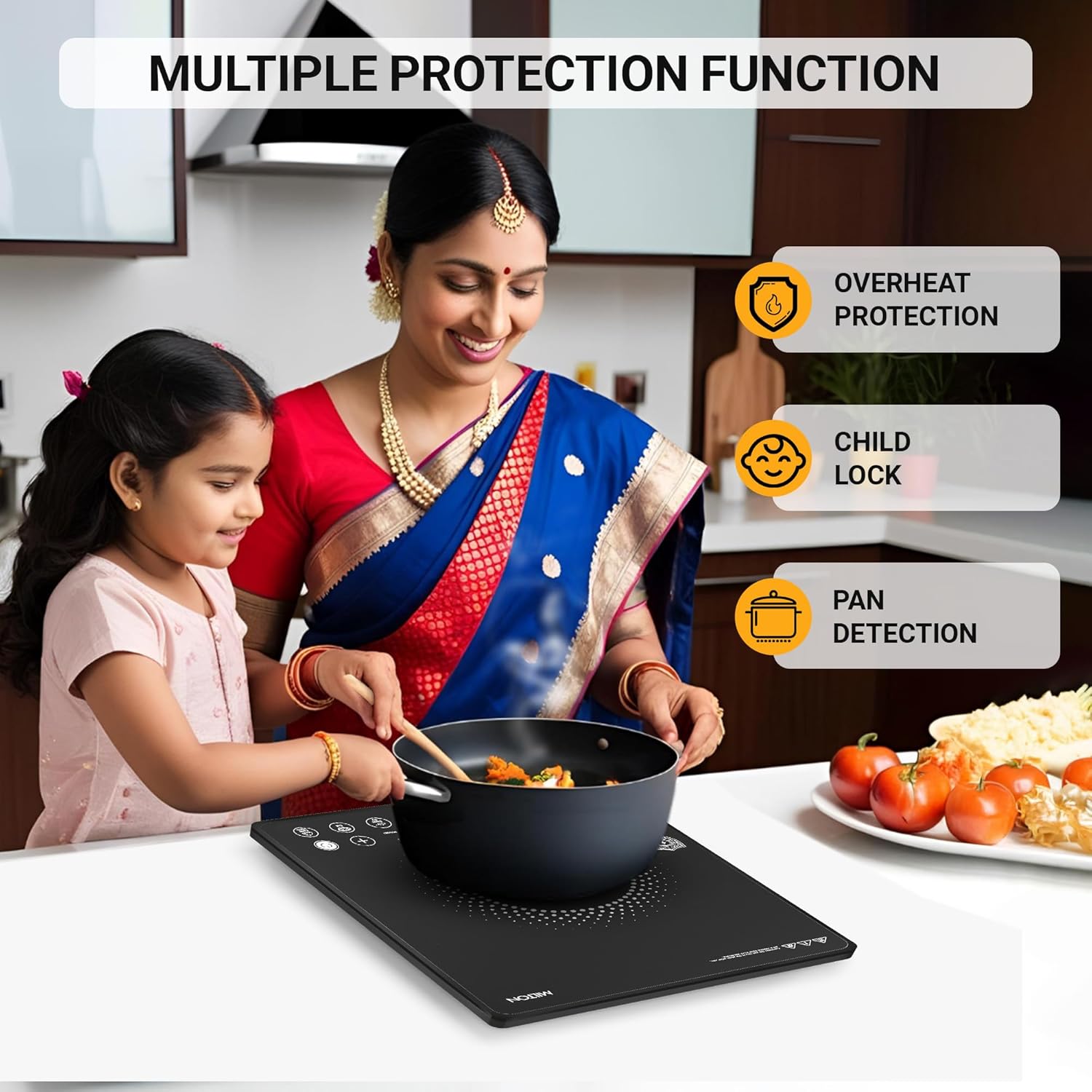 Milton Elio Elite 21.0 2100 Watts Slim Portable Induction Cooktop | 5KV Surge Protection | Black