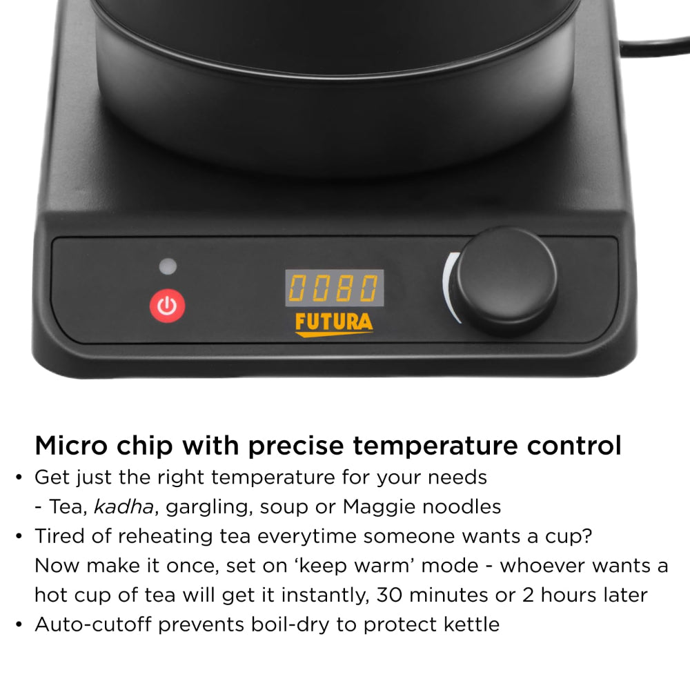 Hawkins Futura Stainless Steel 1.4 Litre 1200 Watts Electronic Smart Kettle with Micro-Chip - FKTA1 - 6