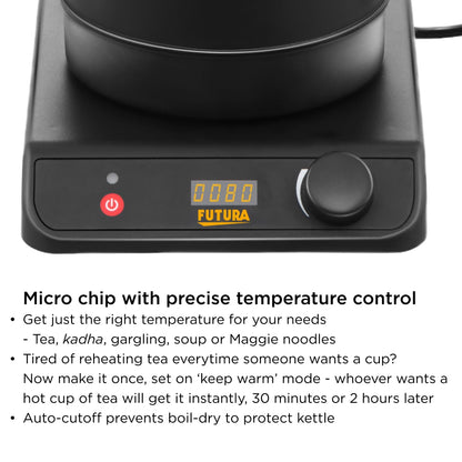 Hawkins Futura Stainless Steel 1.4 Litre 1200 Watts Electronic Smart Kettle with Micro-Chip - FKTA1 - 6