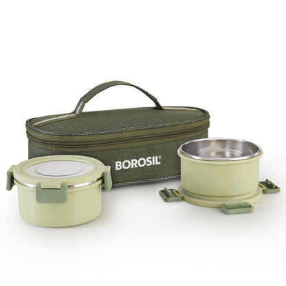 Borosil Glory 2 Container Stainless Steel Lunchbox with Bag - 15