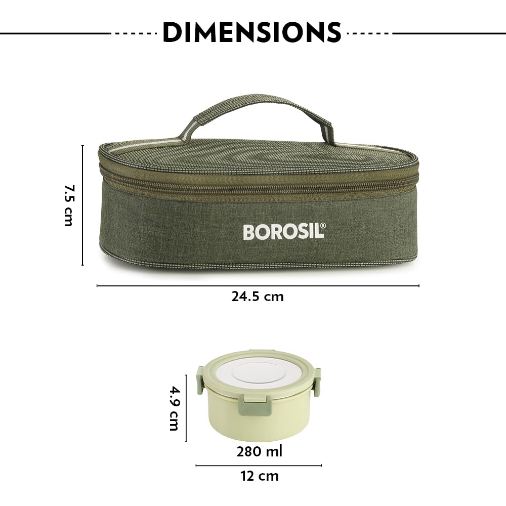 Borosil Glory 2 Container Stainless Steel Lunchbox with Bag - 16