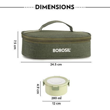 Borosil Glory 2 Container Stainless Steel Lunchbox with Bag - 16