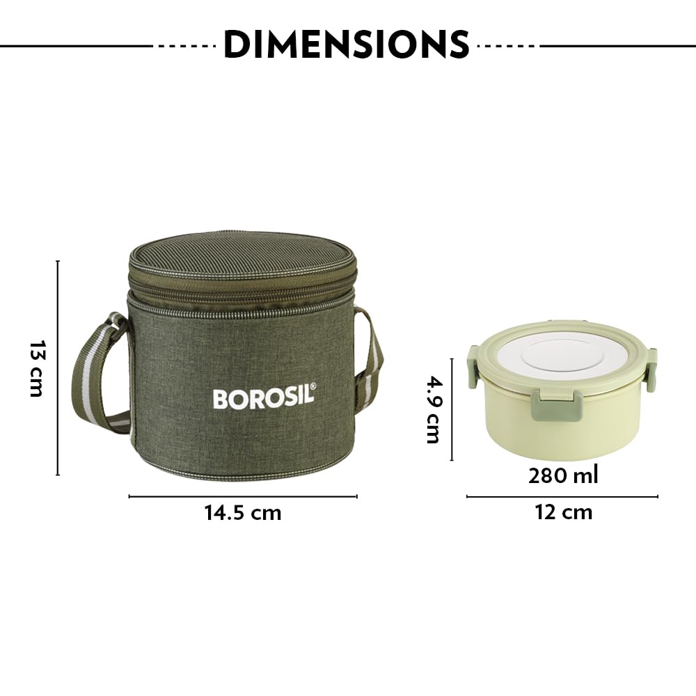 Borosil Glory 2 Container Stainless Steel Lunchbox with Bag - 21