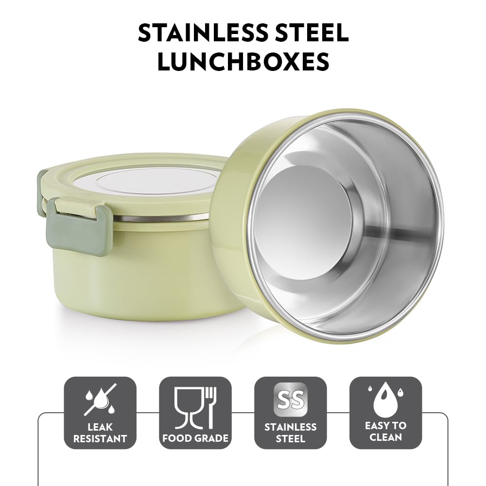 Borosil Glory 2 Container Stainless Steel Lunchbox with Bag - 24