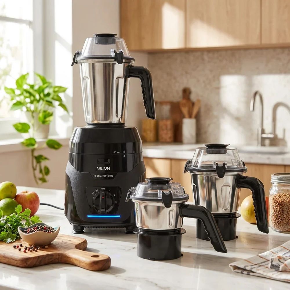 Milton Gladiator 1000 Watts Mixer Grinder with 3 Multipurpose Jars - 1