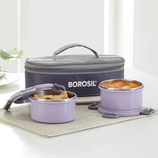 Borosil Glory 2 Container Stainless Steel Lunchbox with Bag - 1