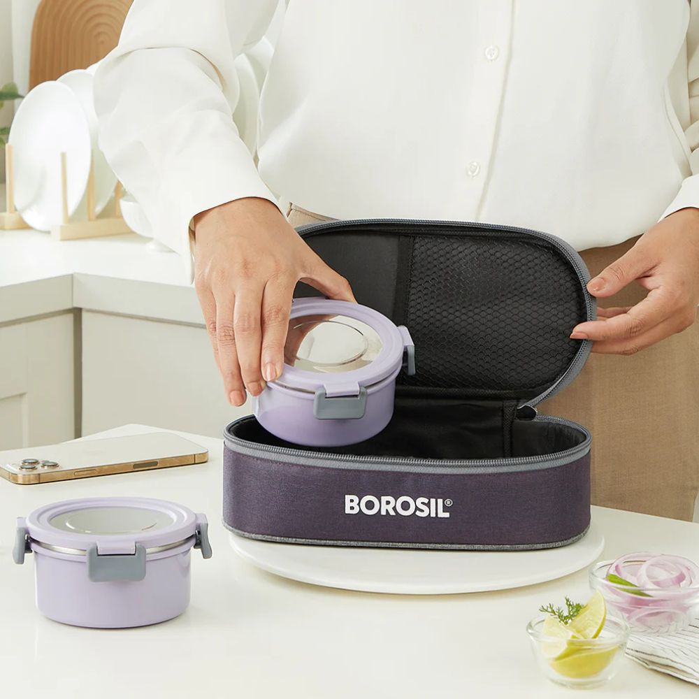Borosil Glory 2 Container Stainless Steel Lunchbox with Bag - 4