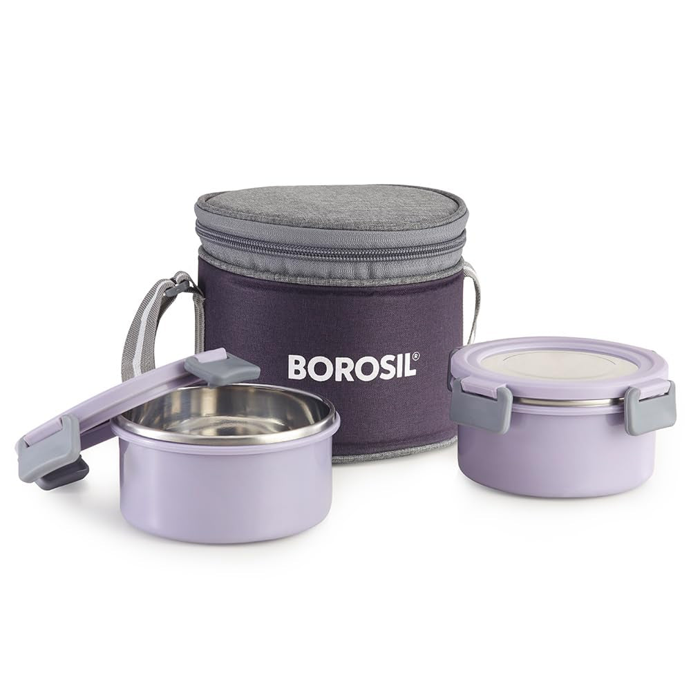 Borosil Glory 2 Container Stainless Steel Lunchbox with Bag - 7