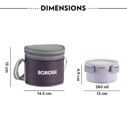 Borosil Glory 2 Container Stainless Steel Lunchbox with Bag - 8