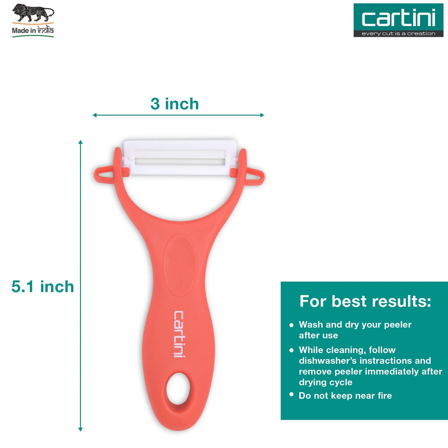 Godrej Easy Peeler 6366 with Sharp Ceramic Blade | Ergonomic Vegetable & Fruit Peeler