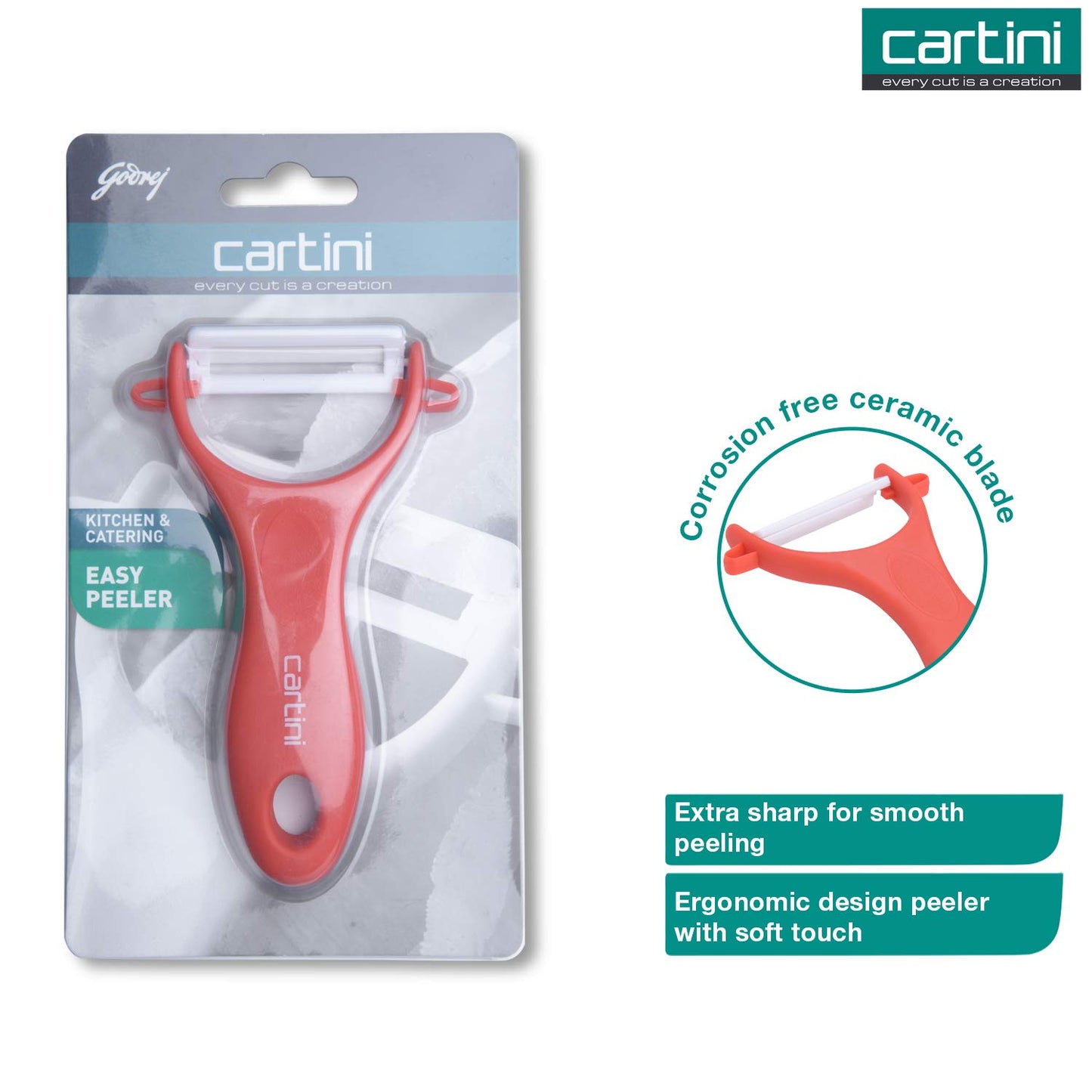 Godrej Easy Peeler 6366 with Sharp Ceramic Blade | Ergonomic Vegetable & Fruit Peeler