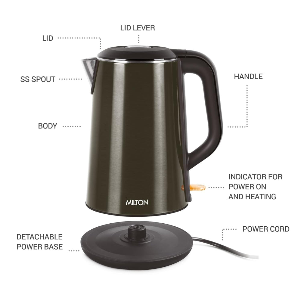 Milton Stainless Steel Hagen 1500 Watts 1.8 Litre Electric Kettle - 3