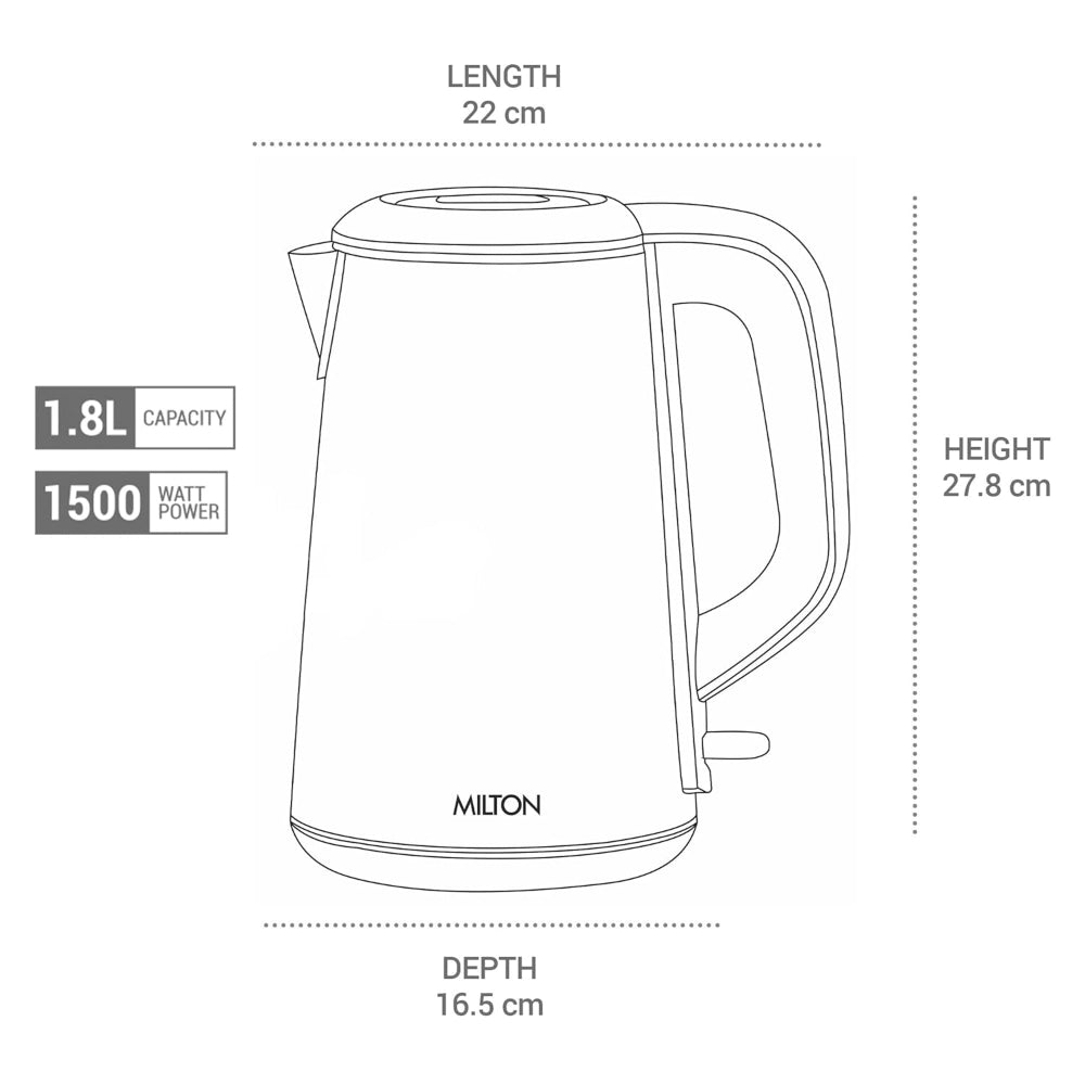 Milton Stainless Steel Hagen 1500 Watts 1.8 Litre Electric Kettle - 6