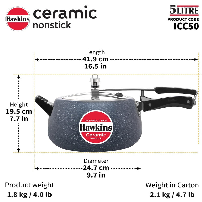 Hawkins Ceramic Nonstick Pressure Cooker - 15
