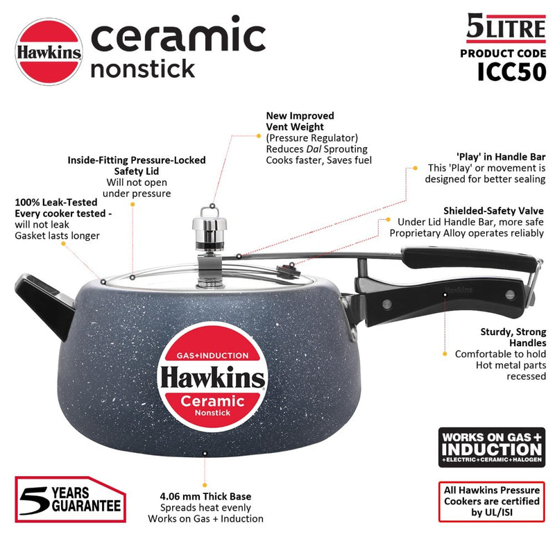 Hawkins Ceramic Nonstick Pressure Cooker - 14